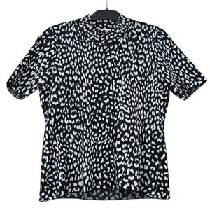 Michael Michael Kors Womens Leopard Print‎ Mock Neck Short Sleeve Top XL